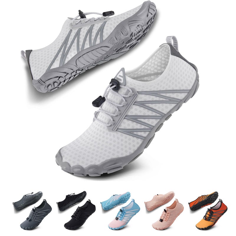 SEEKWAY Water Shoes Sports Quick-Dry Barefoot Aqua Beach Pool Lake Swim Boating Hiking Surfing Men Women 407-White SP001 - Image 1